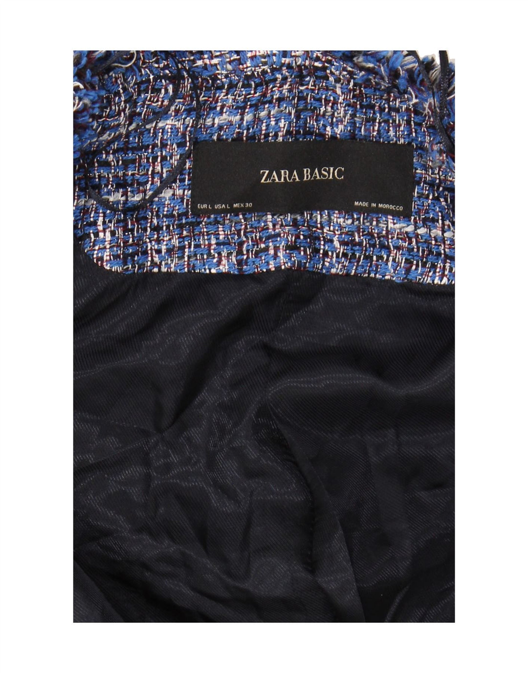 ZARA Womens Open Blazer Jacket UK 14 Large Blue Check Vintage Zara and Second-Hand Zara from Messina Hembry 