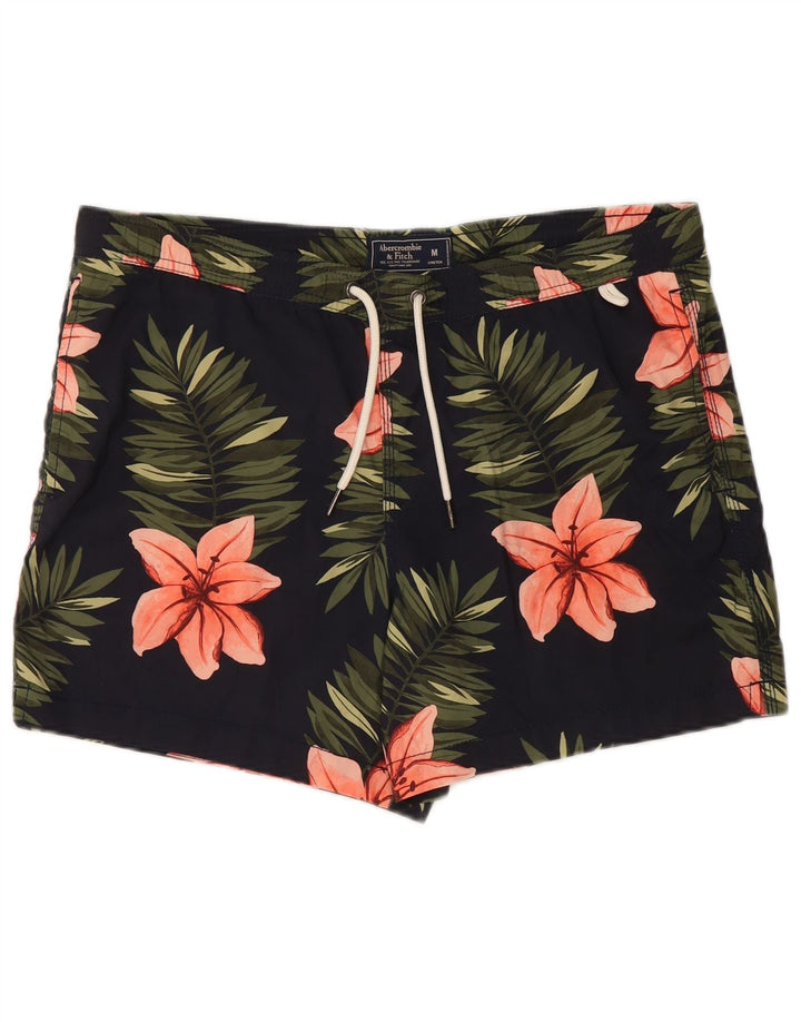Pantaloncini da bagno da uomo Abercrombie & Fitch in poliestere floreale nero medio
