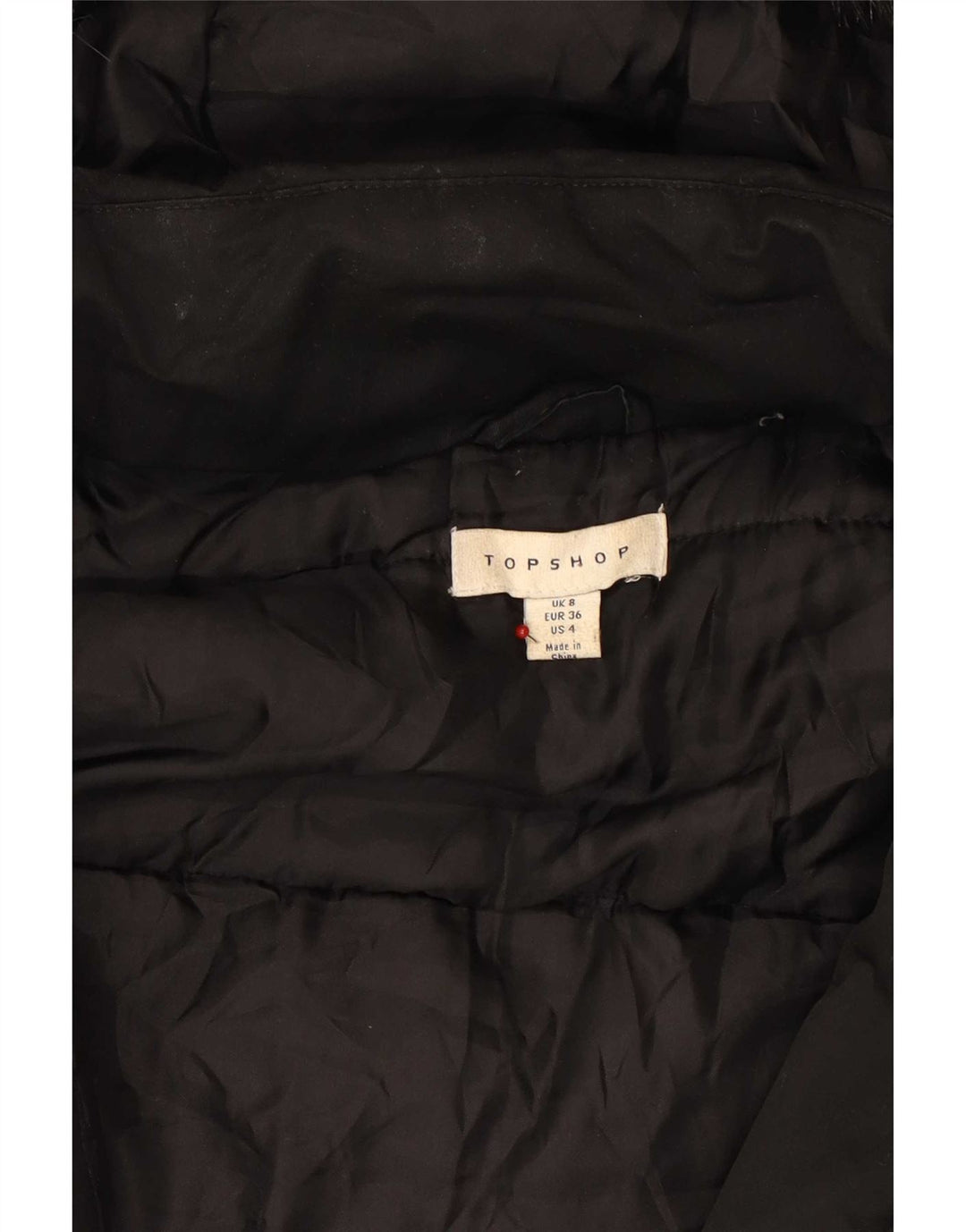 Giacca Parka con cappuccio da donna Topshop UK 8 Small Poliestere nero