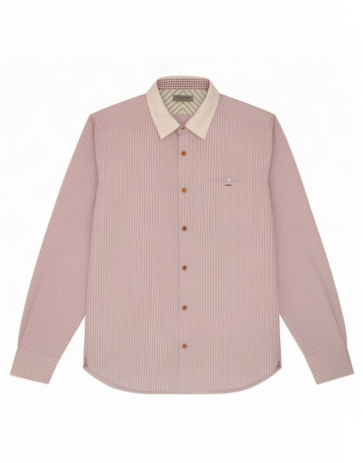 Camicia da uomo Ted Baker taglia 3 cotone gessato medio viola