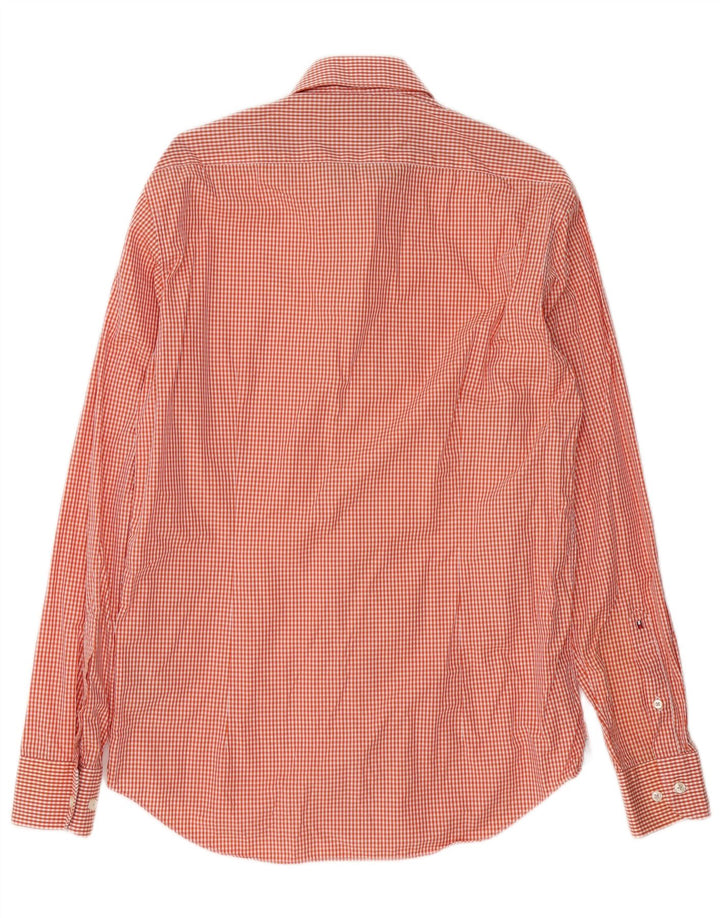 Camicia aderente da uomo Tommy Hilfiger taglia 40 15 1/2 percalle arancione medio