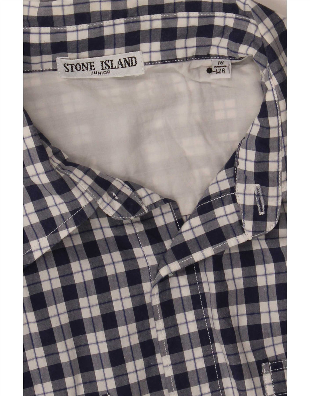 Camicia a maniche corte da bambino Stone Island 15-16 anni a quadri blu navy