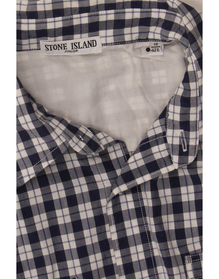 Camicia a maniche corte da bambino Stone Island 15-16 anni a quadri blu navy