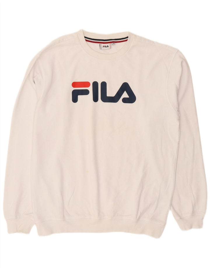 Felpa grafica da uomo Fila Maglione cotone bianco medio