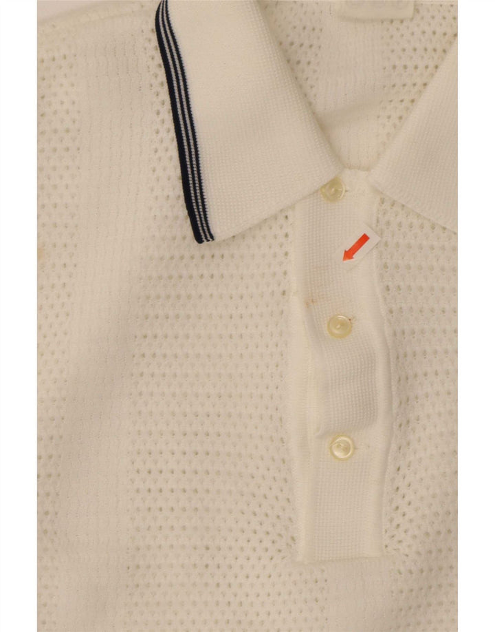 Maglione Trevira da uomo a maniche corte con collo a polo, grande poliestere bianco