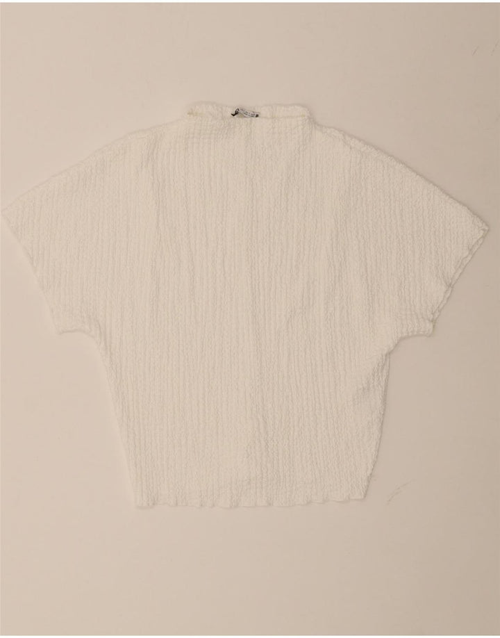 ZARA Womens Blouse Top UK 10 Small White Polyester Vintage Zara and Second-Hand Zara from Messina Hembry 