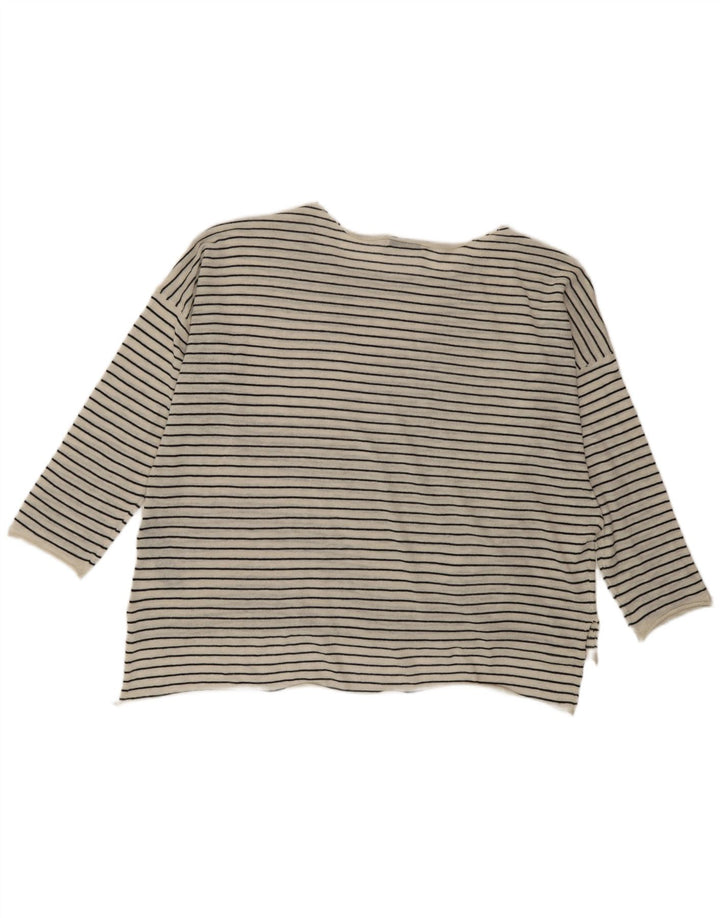 Top Zara da donna oversize a maniche lunghe UK 14 Poliestere a righe bianche medie