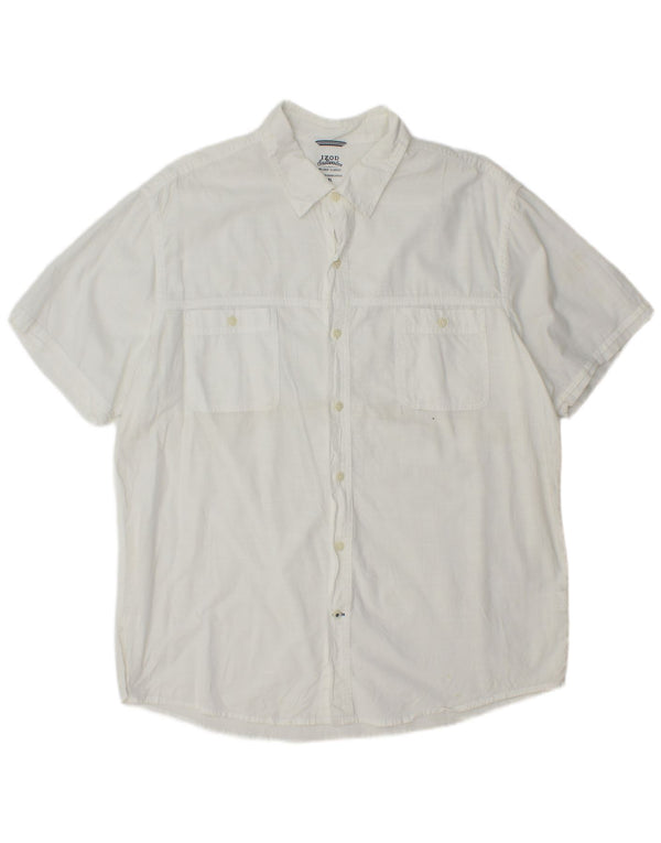 Camicia a maniche corte da uomo Izod Salt Water XL in cotone bianco