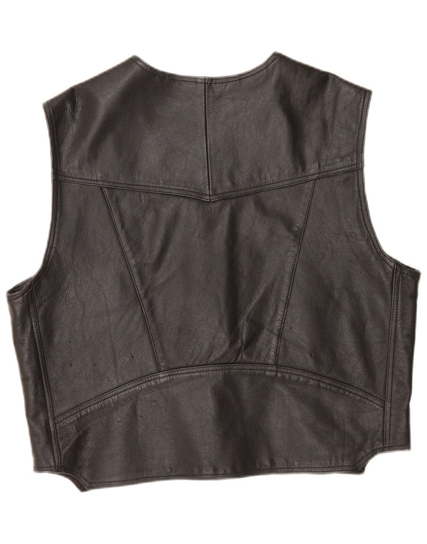 Gilet in pelle da uomo vintage 2XL in pelle nera