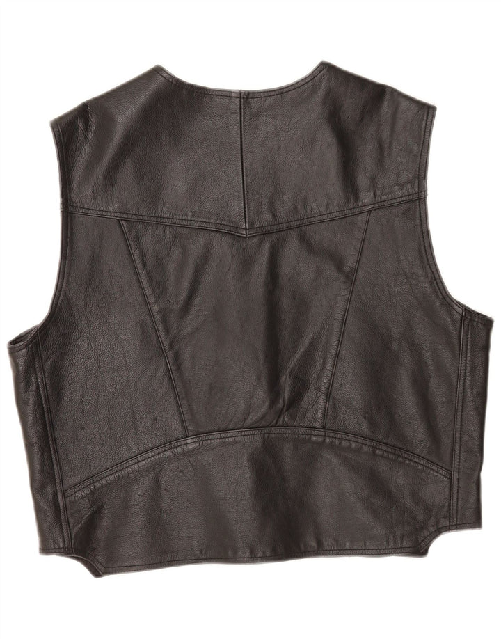 Gilet in pelle da uomo vintage 2XL in pelle nera