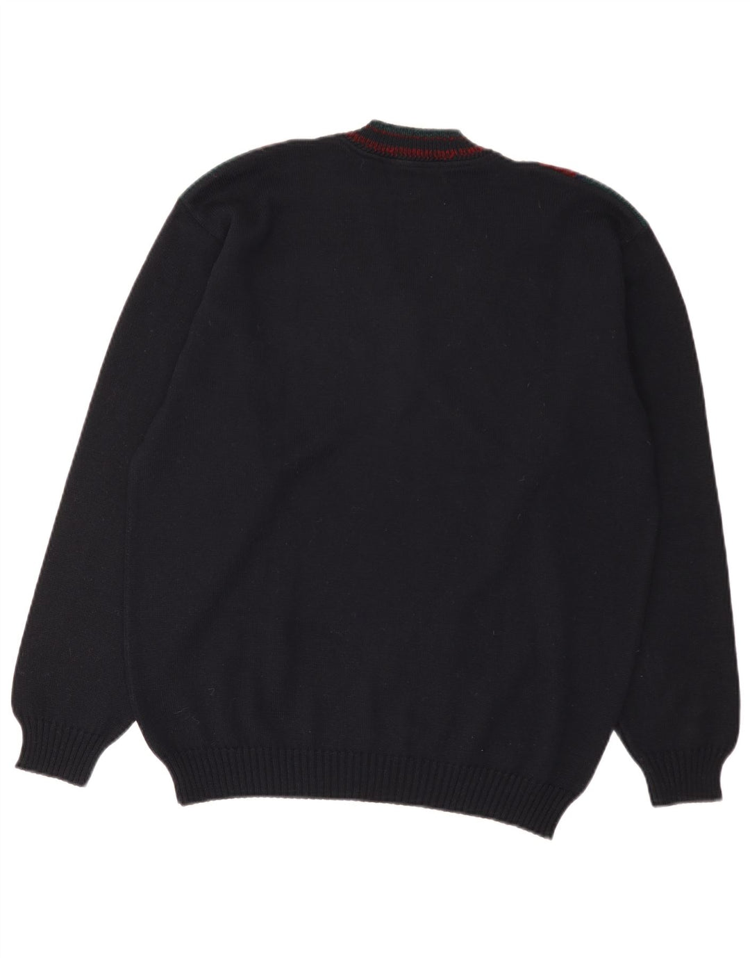 Maglione da uomo con scollo a V Il Granchio, grande, in lana color block blu navy