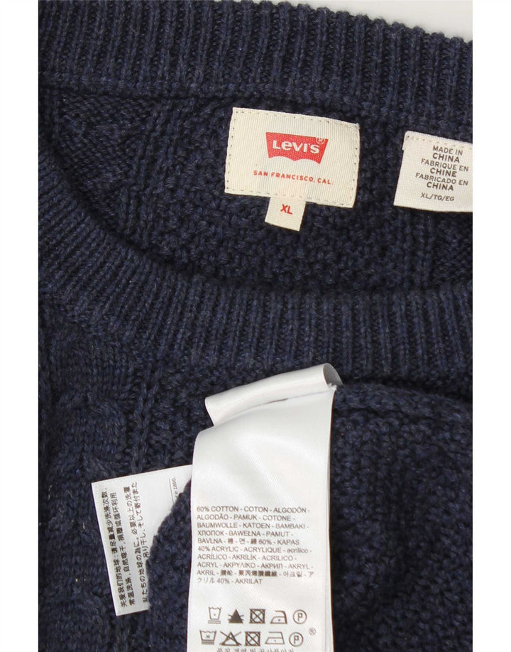 Maglione maglione girocollo da uomo Levi's XL in cotone blu navy