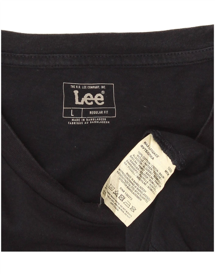 T-shirt grafica da uomo Lee Top grande in cotone blu navy