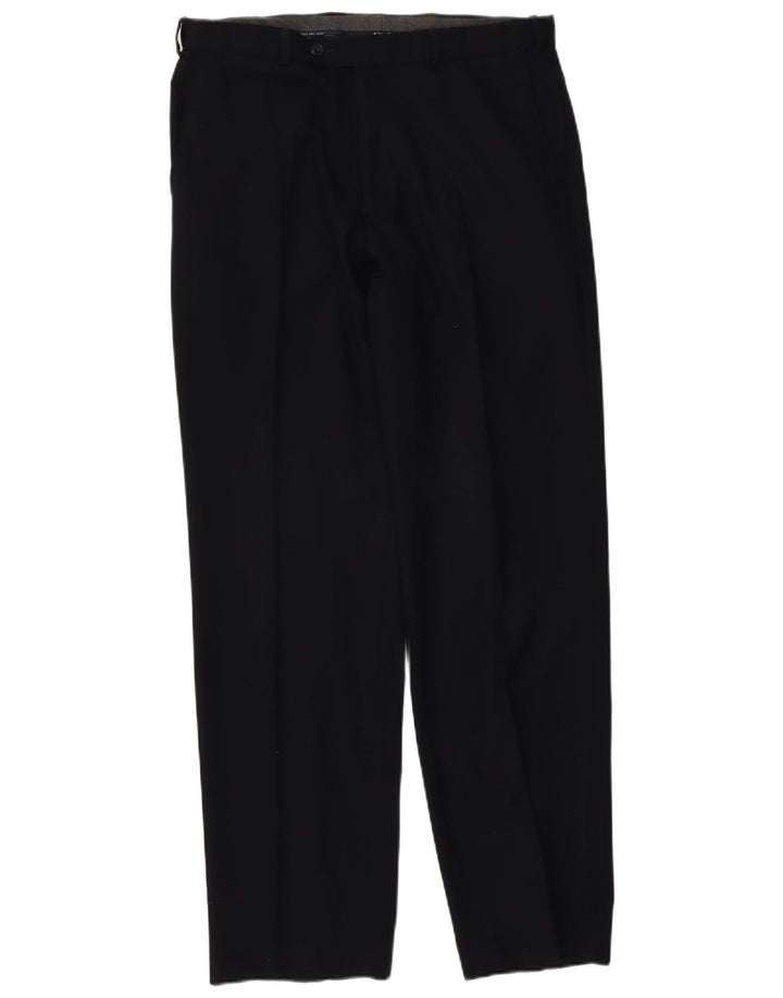 Pantaloni da completo da uomo Marks & Spencer con vestibilità regolare e pegged W34 L33 Blu Navy
