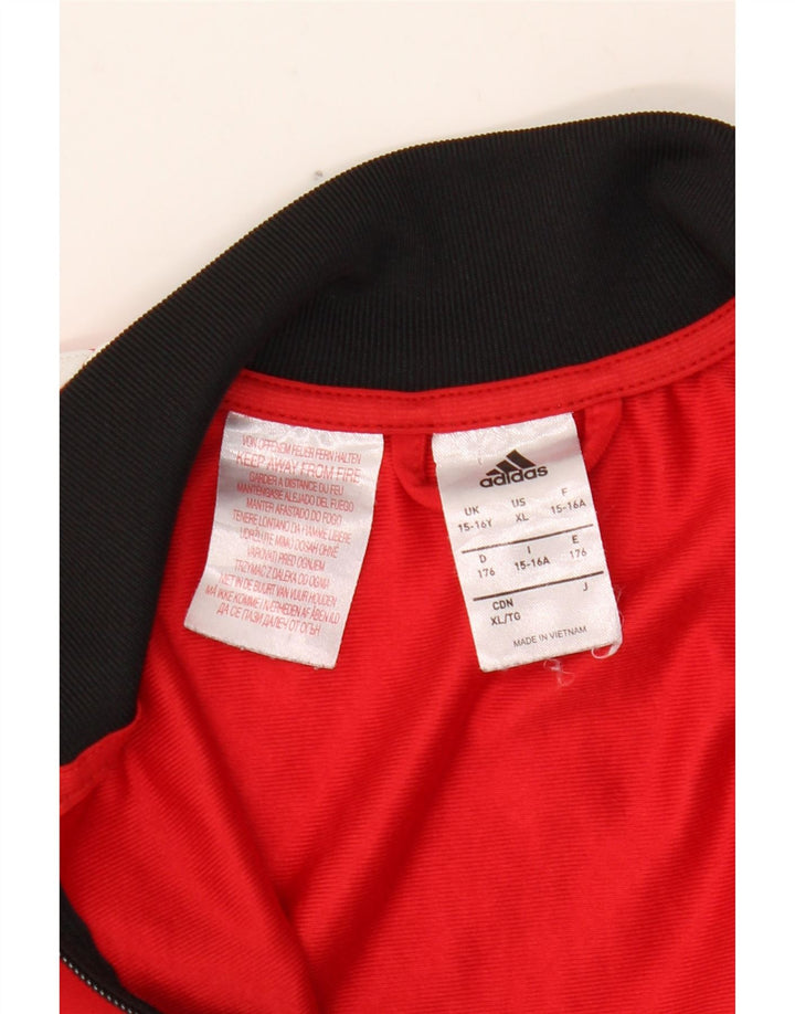 Giacca top della tuta da ragazzo ADIDAS 15-16 anni Rosso Colourblock