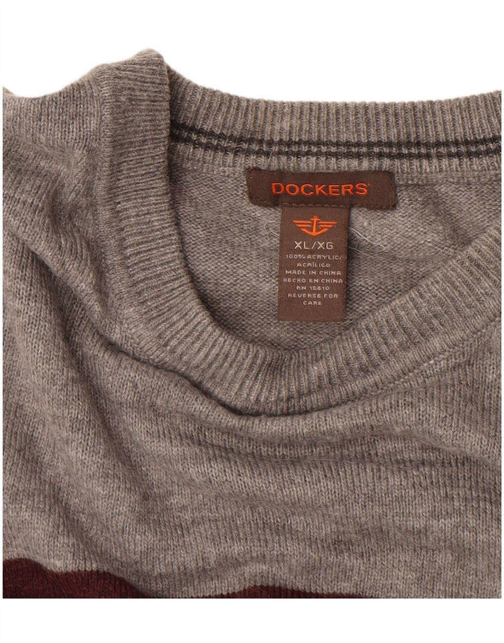 Maglione maglione girocollo da uomo Dockers XL acrilico a righe multicolore