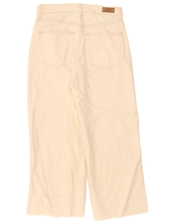 Jeans corti a gamba larga a vita alta da donna Polo Ralph Lauren W29 L25 Beige