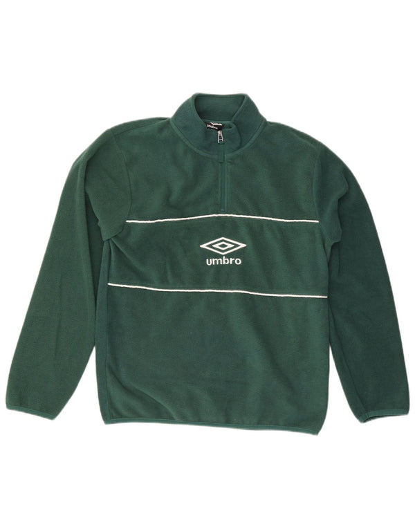 UMBRO Maglione in pile con collo con zip grafica da uomo, piccolo poliestere a righe verdi