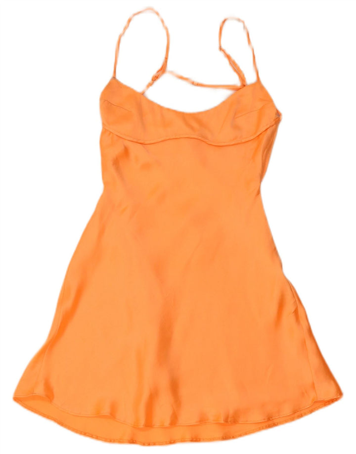 Mini abito sottoveste da donna Zara UK 8 piccolo poliestere arancione