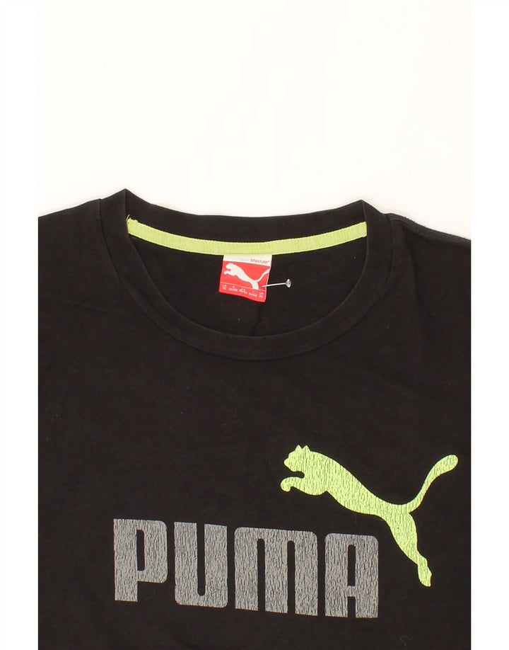 PUMA Mens Graphic T-Shirt Top XL Black Vintage Puma and Second-Hand Puma from Messina Hembry 