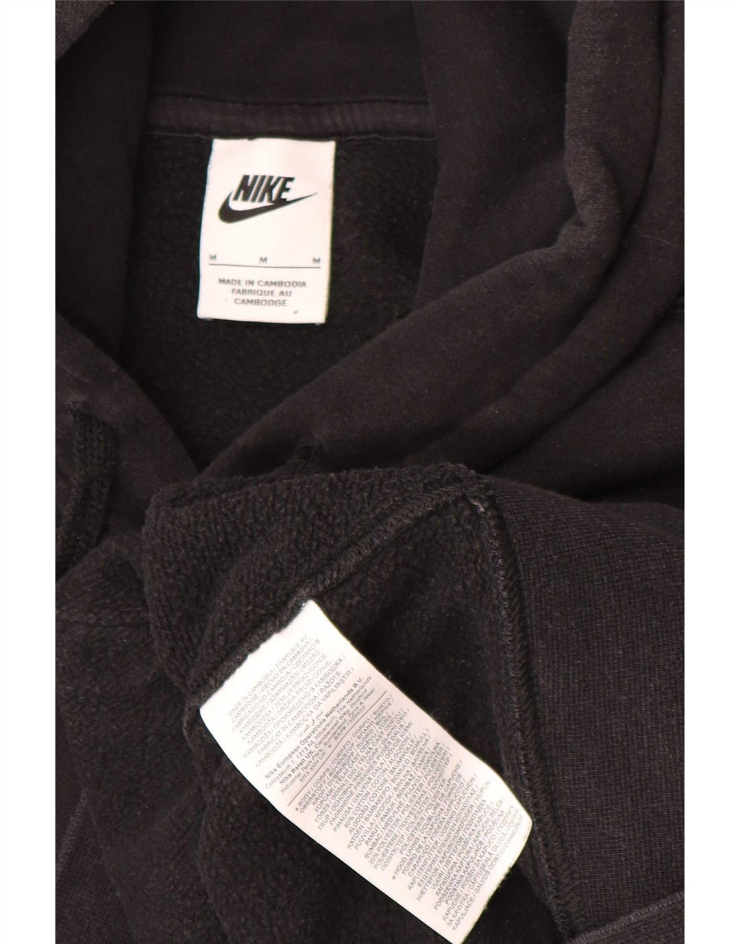 Felpa con cappuccio Nike da uomo, vestibilità ampia, cotone medio nero