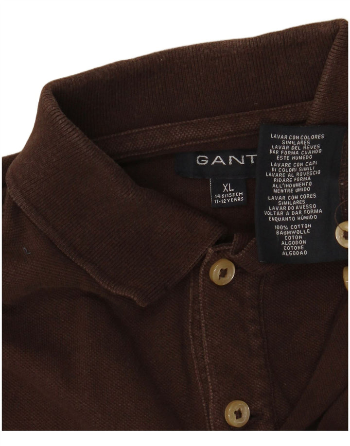 Polo GANT da bambino a maniche lunghe 11-12 anni XL in cotone marrone