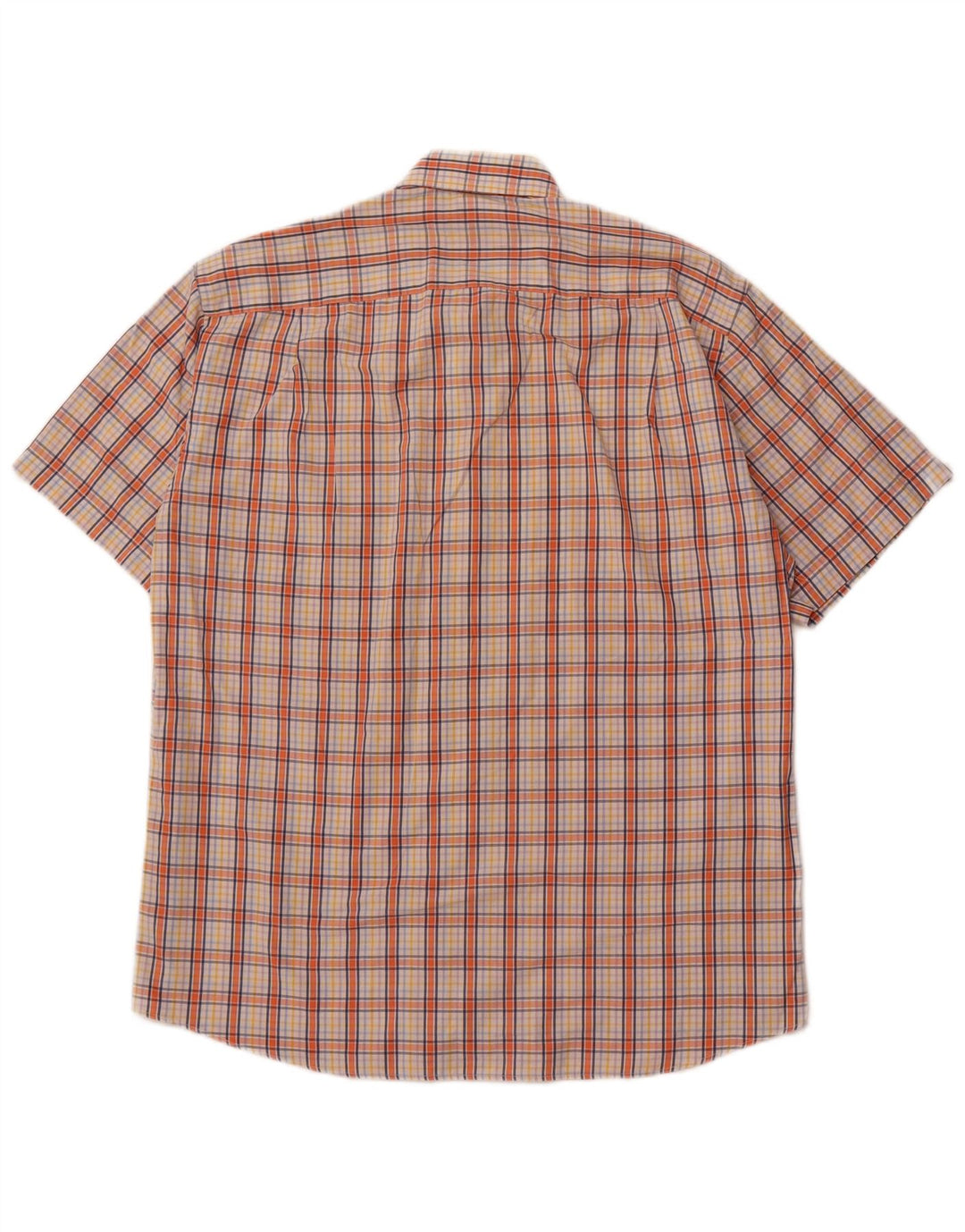 Camicia a maniche corte da uomo Pierre Cardin taglia 40 cotone a quadri arancione medio