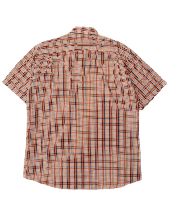 Camicia a maniche corte da uomo Pierre Cardin taglia 40 cotone a quadri arancione medio