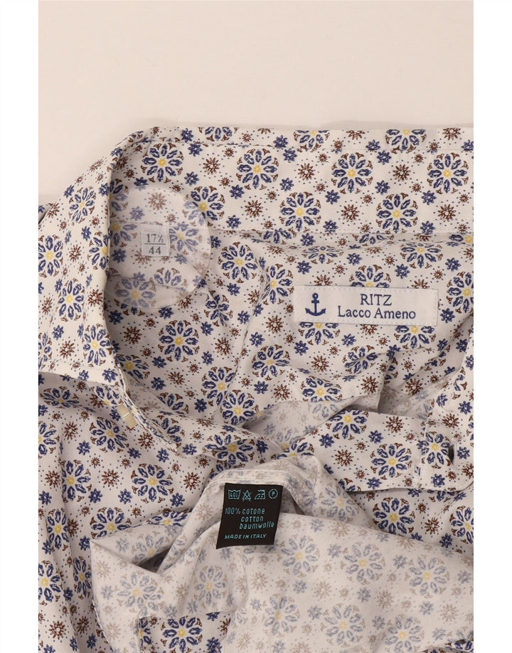Camicia da uomo Ritz taglia 44 17 1/2 XL cotone floreale bianco