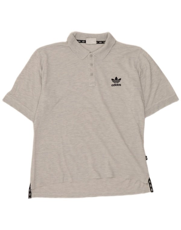 Polo ADIDAS da uomo UK 42/44 grande cotone chiazzato grigio