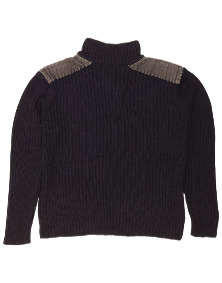 Pierre Cardin Maglione da uomo con collo a bottoni piccolo color block blu navy