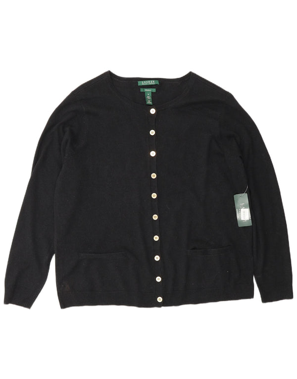 Maglione cardigan da donna Ralph Lauren UK 18 XL seta nera