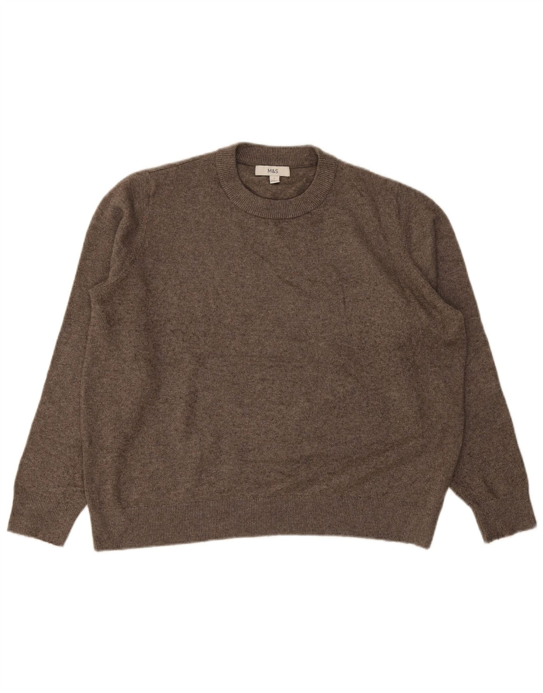 Maglione maglione girocollo da uomo Marks & Spencer grande poliestere marrone