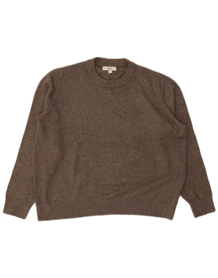 Maglione maglione girocollo da uomo Marks & Spencer grande poliestere marrone