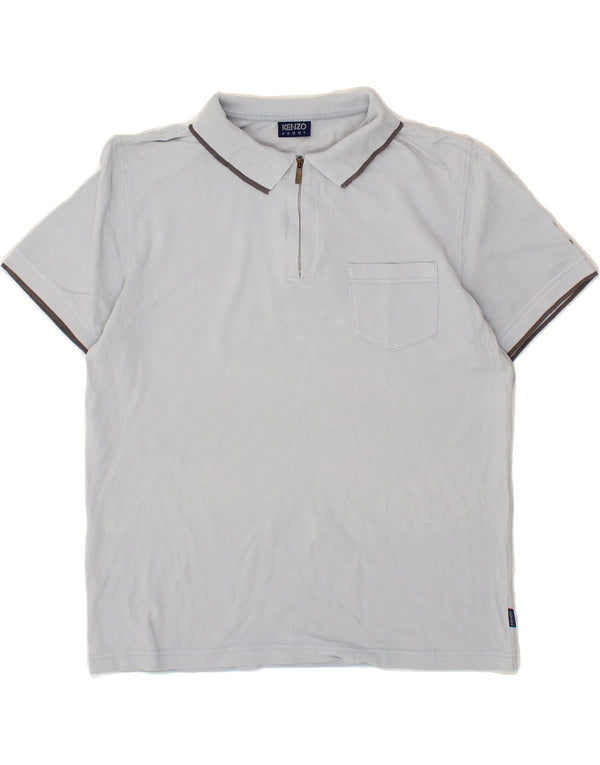 KENZO Mens Polo Shirt Medium Blue Cotton