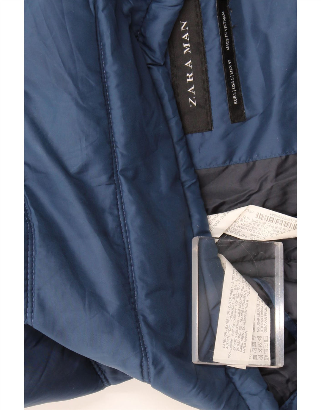 Gilet imbottito da uomo Zara UK 42 grande poliestere blu
