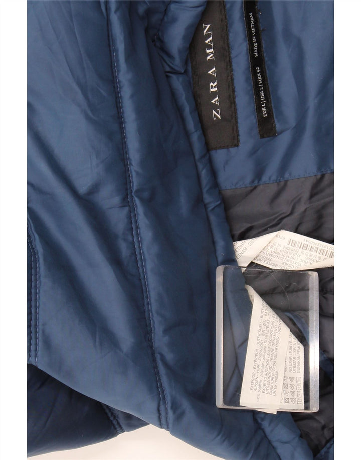 Gilet imbottito da uomo Zara UK 42 grande poliestere blu