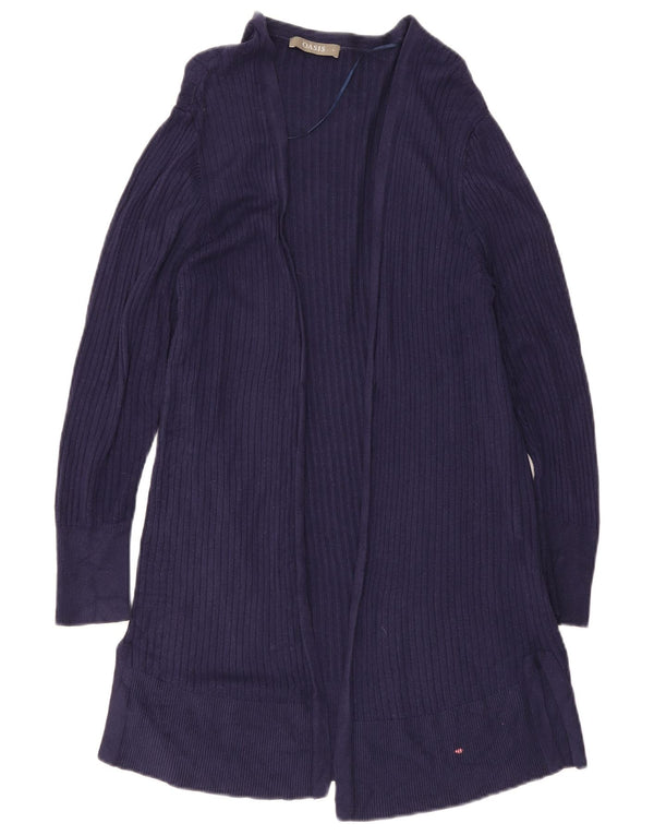 Maglione cardigan aperto lungo da donna Oasis UK 16 Large in viscosa blu navy