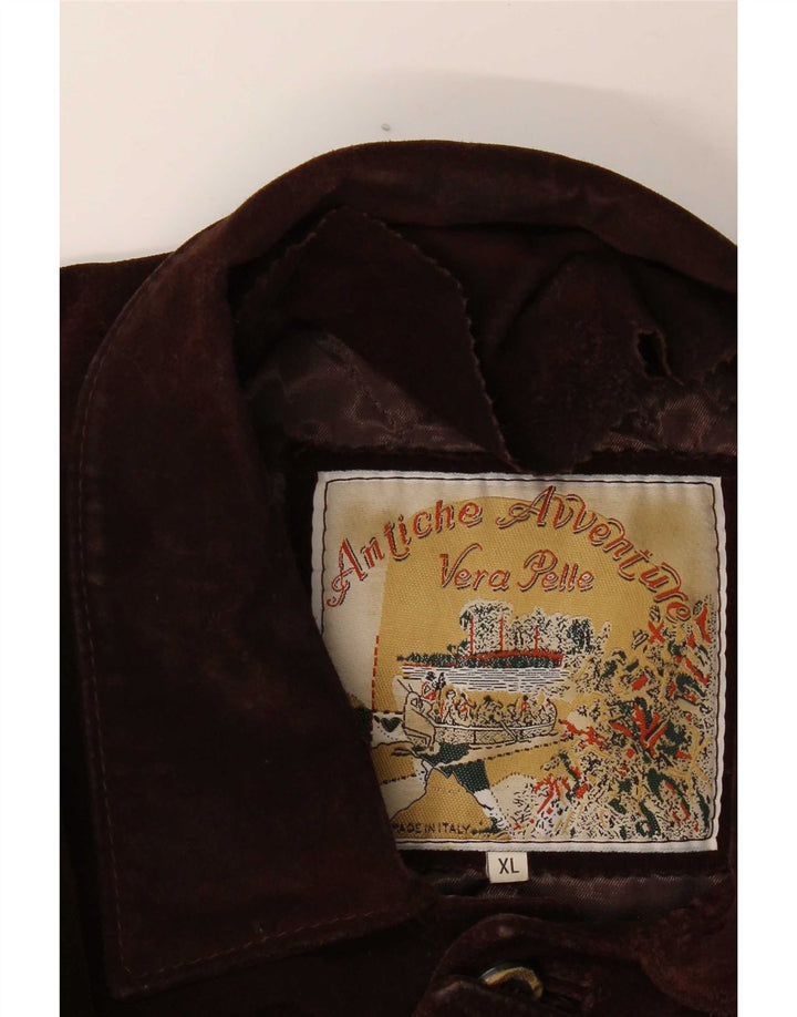 Giacca vintage in pelle scamosciata da uomo UK 42 XL Marrone