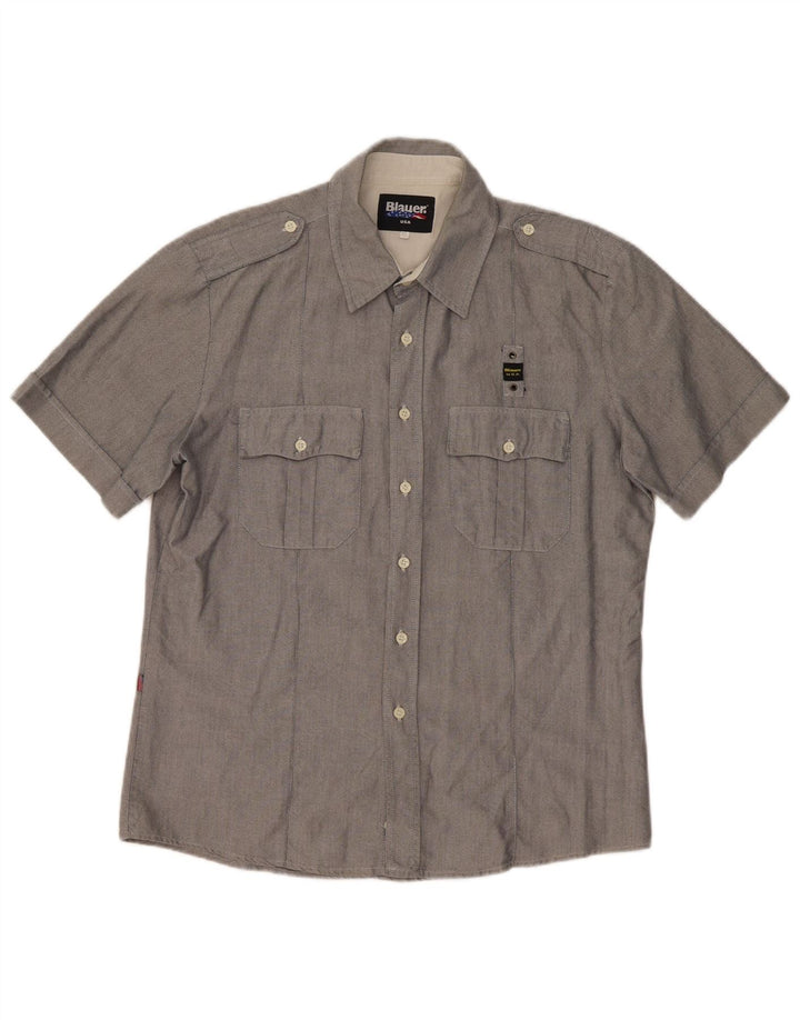 Camicia Blauer Uomo Manica Corta XL Cotone Grigio