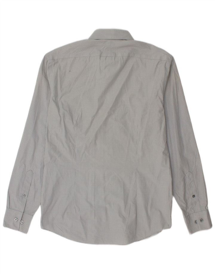Camicia slim fit da uomo Calvin Klein taglia 39 15 1/2 cotone a quadretti grigio medio