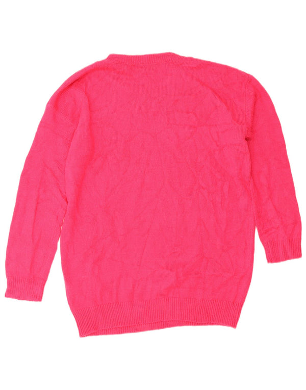 Marks & Spencer Womens Crew Neck Jumper Sweater UK 14 Medium Pink Christmas