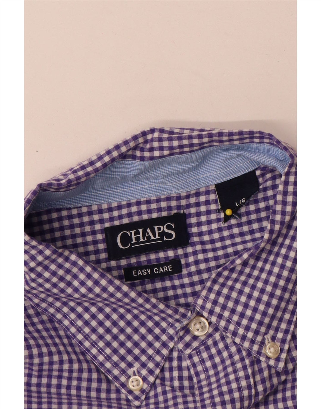 Chaps Camicia da uomo di facile manutenzione, grande, in cotone a quadretti viola