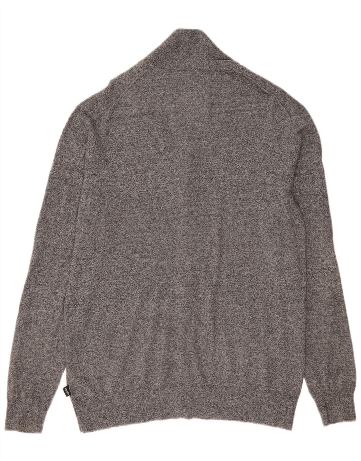 Maglione cardigan da uomo SUPERDRY XL in cotone screziato grigio