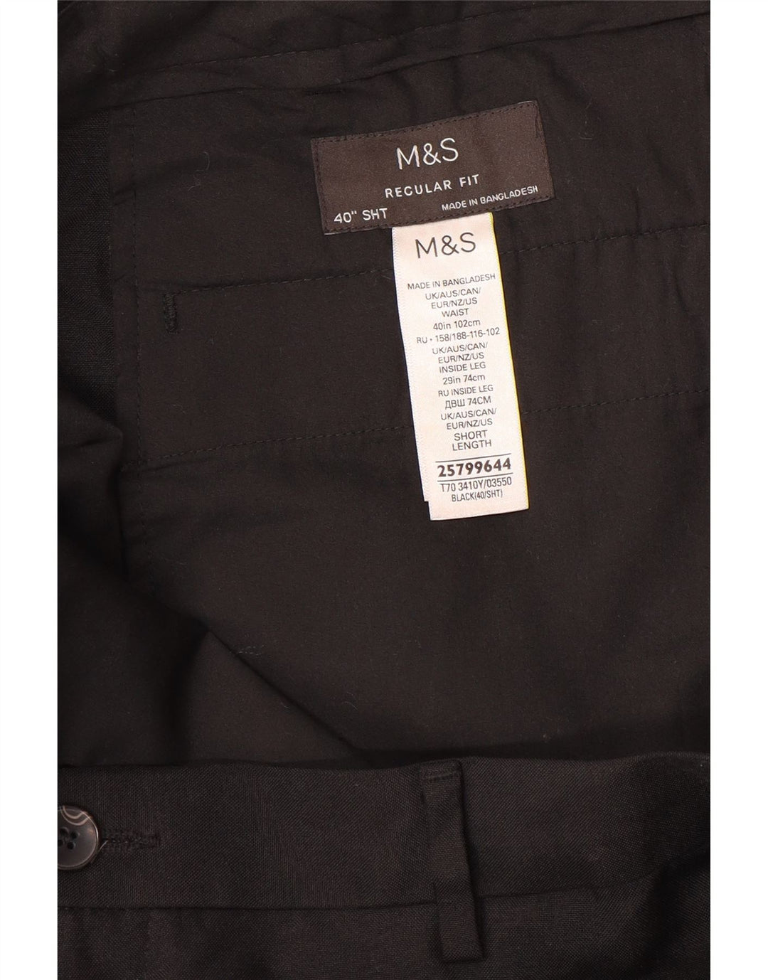 Pantaloni chino vestibilità regolare da uomo MARKS & SPENCER W40 L29 neri