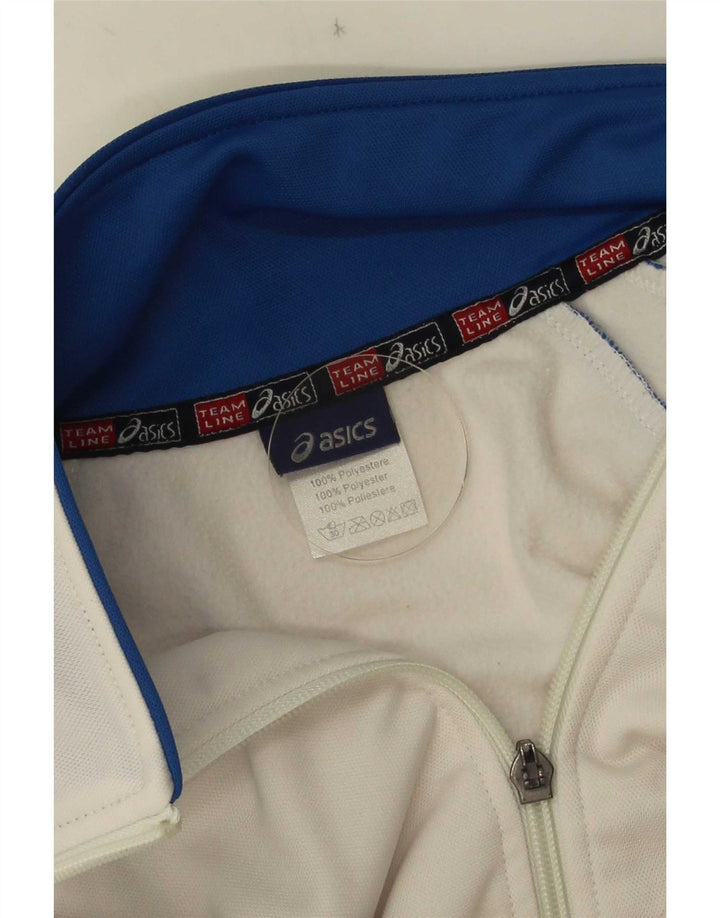 Giacca da ginnastica da uomo Asics piccola bianca in poliestere