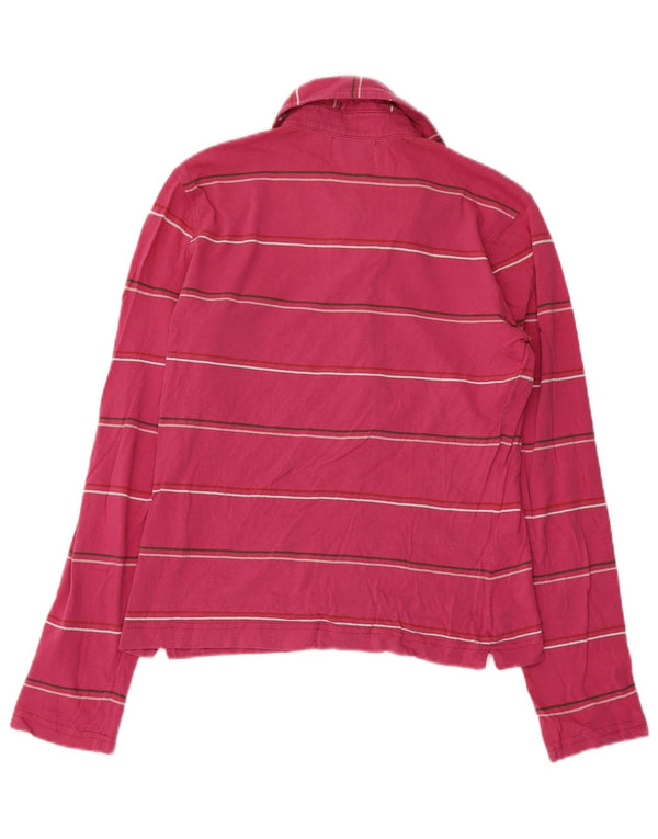 Polo Kappa da donna a maniche lunghe UK 14 Large Pink Striped Cotton