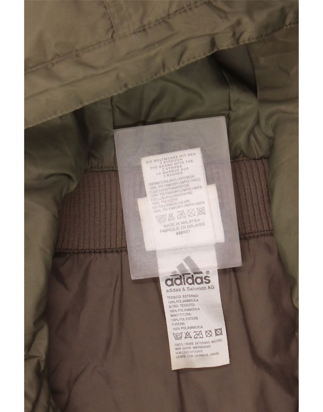 Giacca a vento con cappuccio Adidas da ragazzo 15-16 anni in poliammide kaki