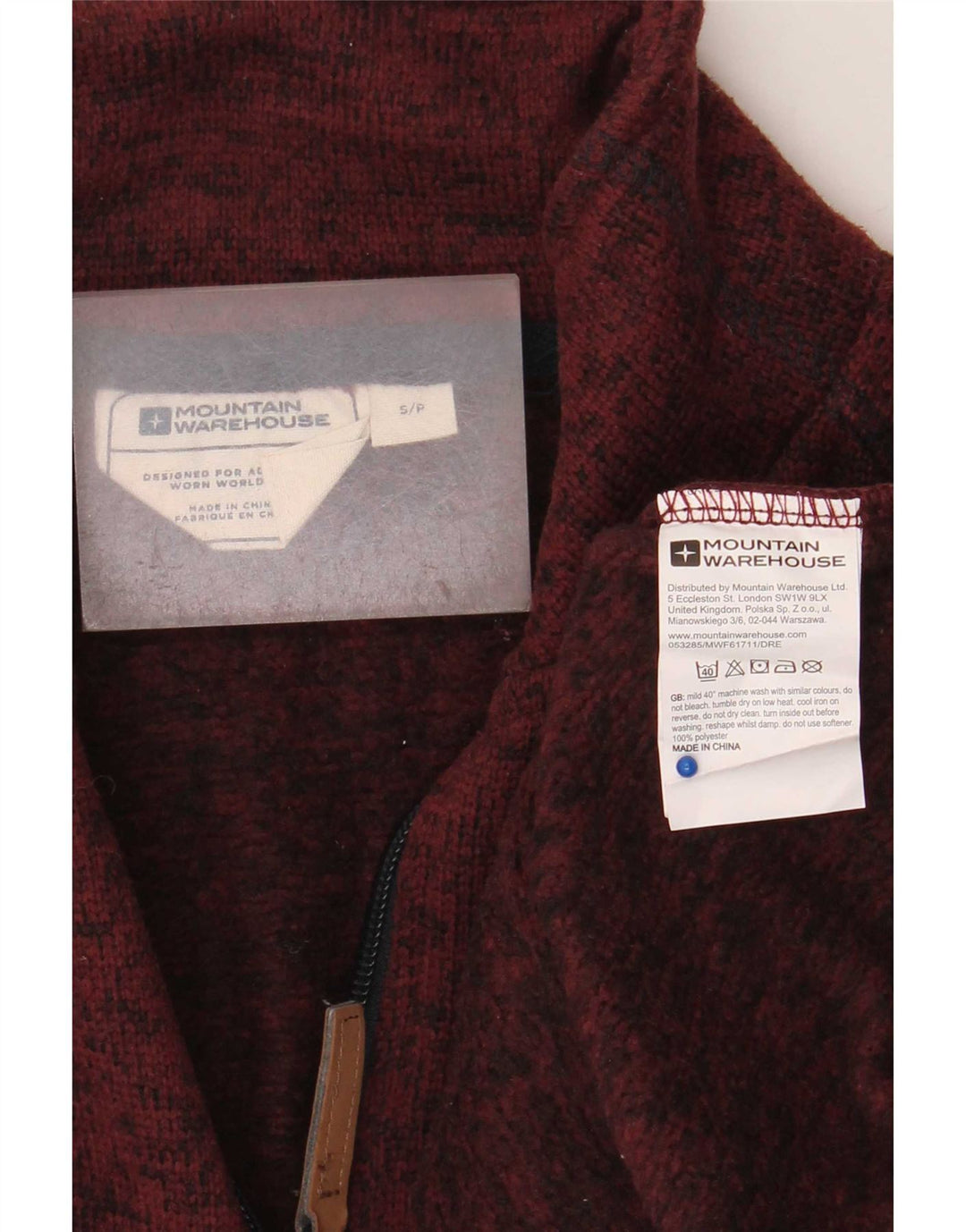Mountain Warehouse Felpa da uomo con collo con zip, maglione piccolo bordeaux screziato