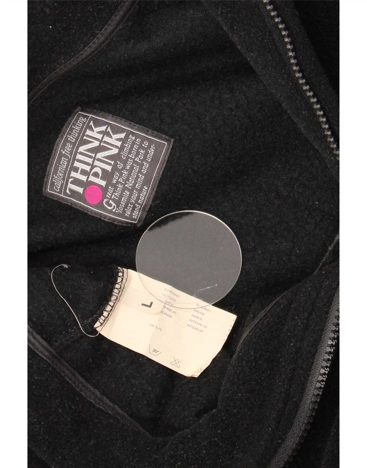 Maglione in pile da uomo Think Pink con collo con zip grafico, grande poliestere nero